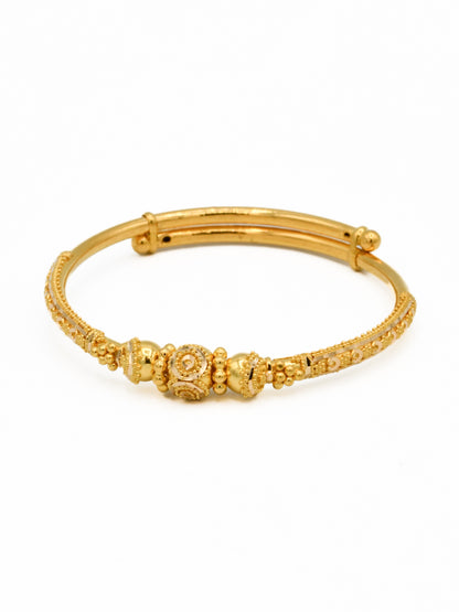 22ct Gold Ball Adjustable Pair Baby Bangle