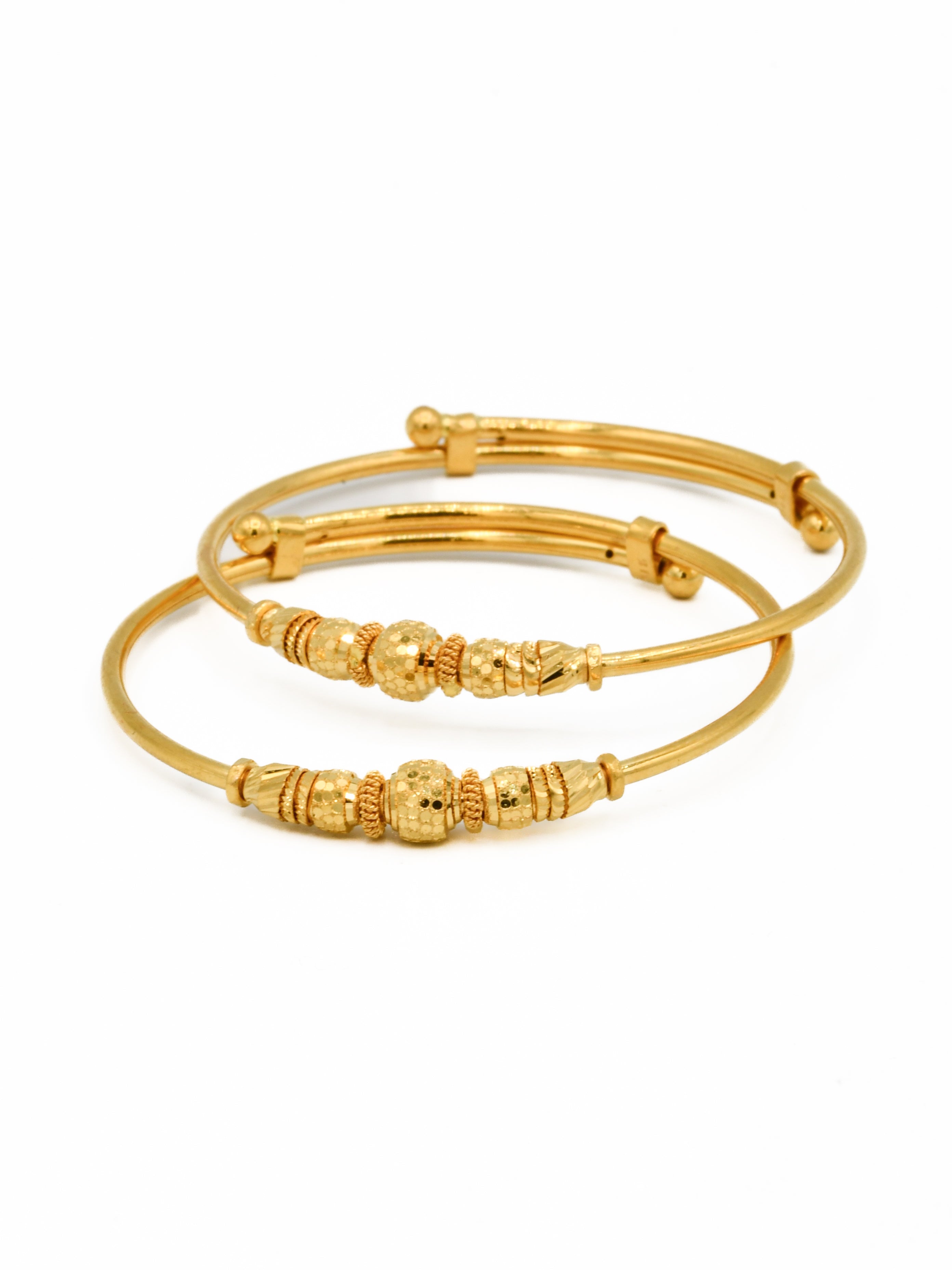 22ct Gold Ball Adjustable Pair Baby Bangle