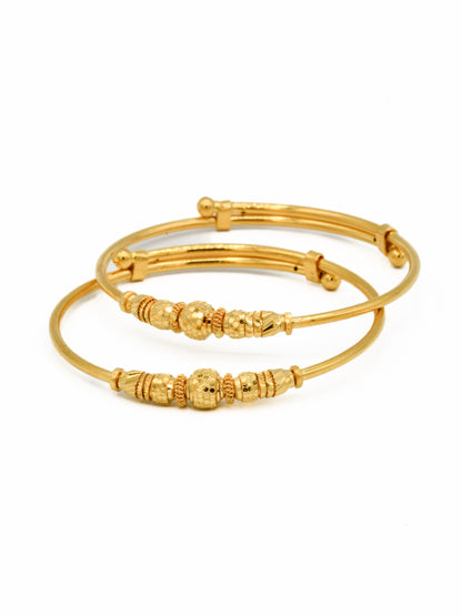 22ct Gold Ball Adjustable Pair Baby Bangle