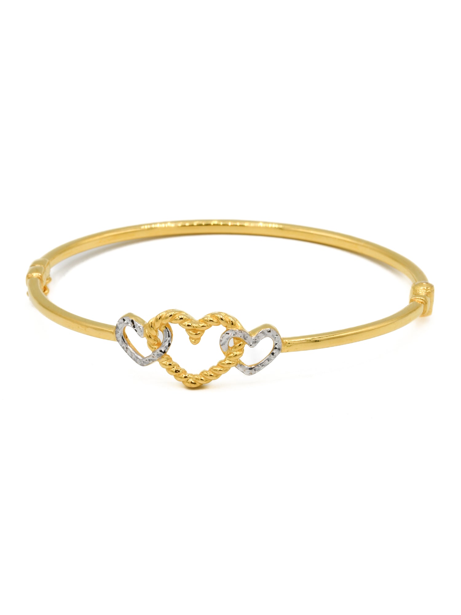 22ct Gold Two Tone Heart Ladies Bangle