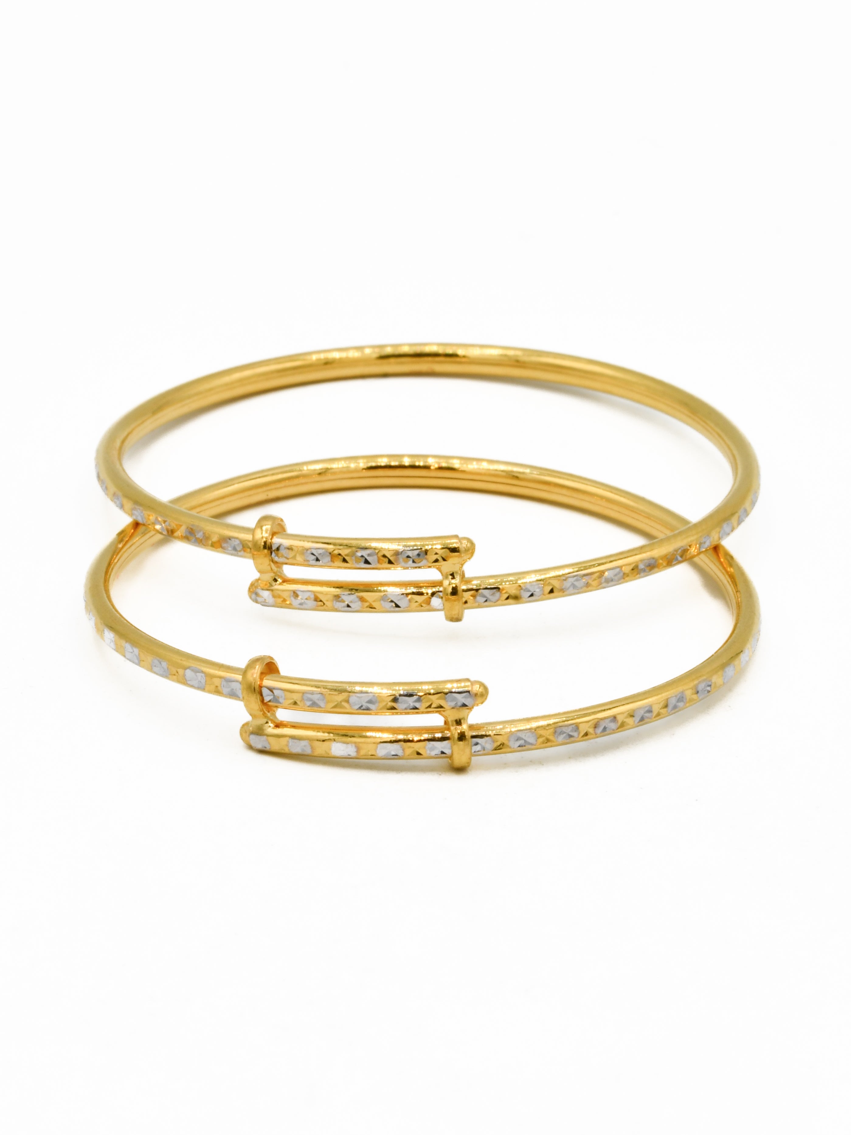 22ct Gold adjustable Two Tone Pair Baby Bangle