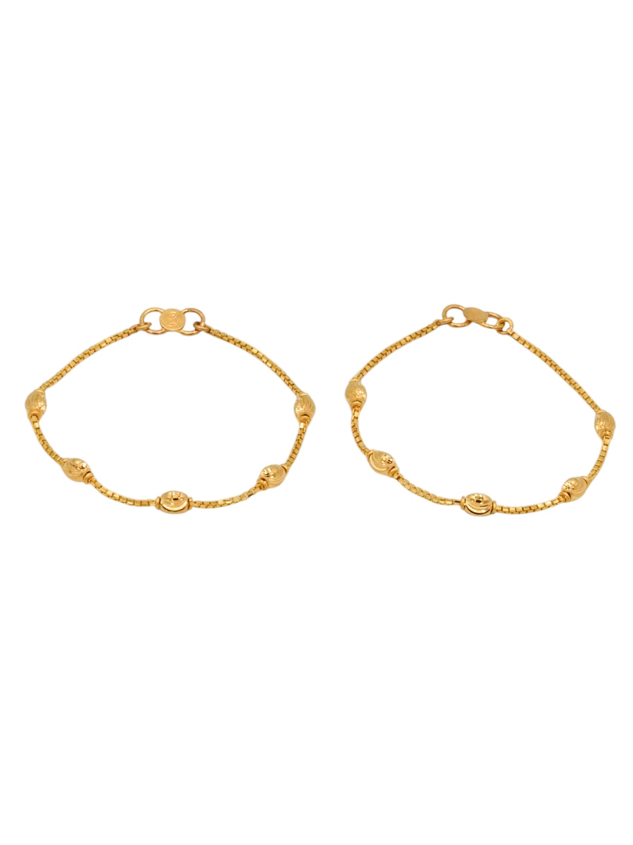 22ct Gold Ball Pair Baby Bracelet