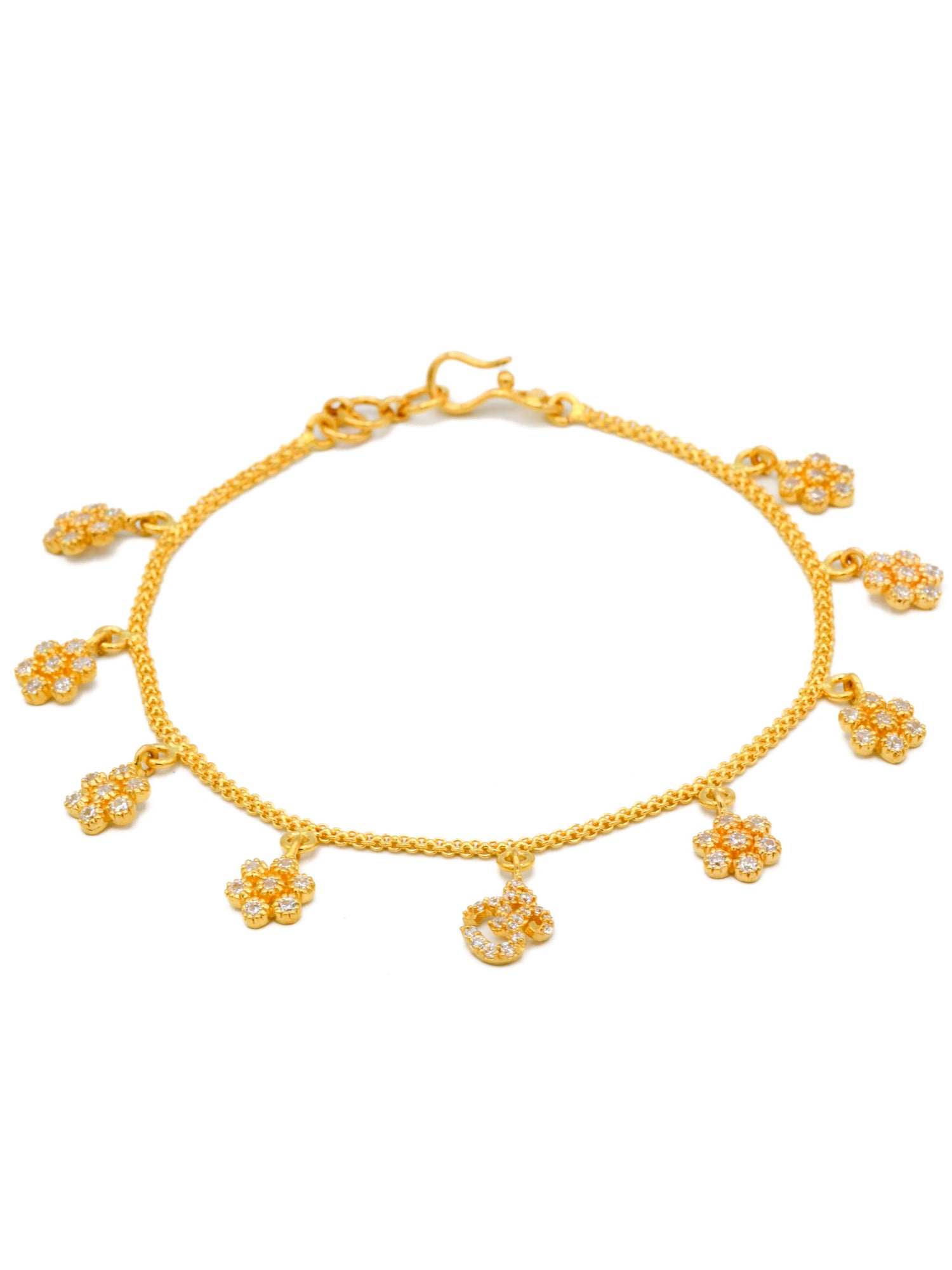 22ct Gold CZ Charms Ladies Bracelet - Roop Darshan