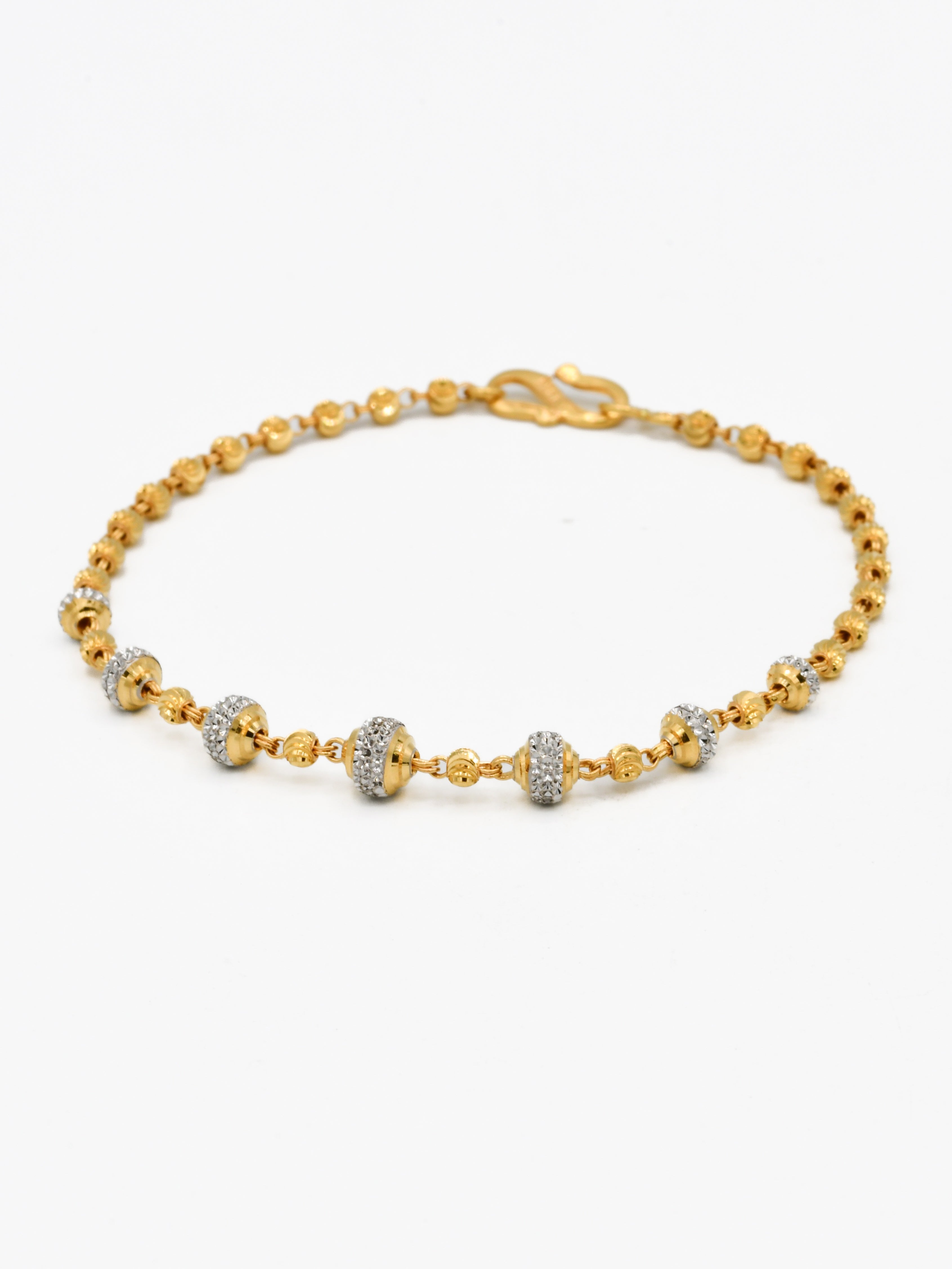 22ct Gold Two Tone Ball Ladies Bracelet