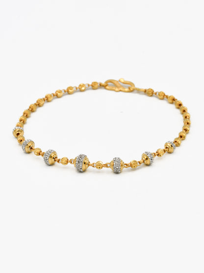 22ct Gold Two Tone Ball Ladies Bracelet