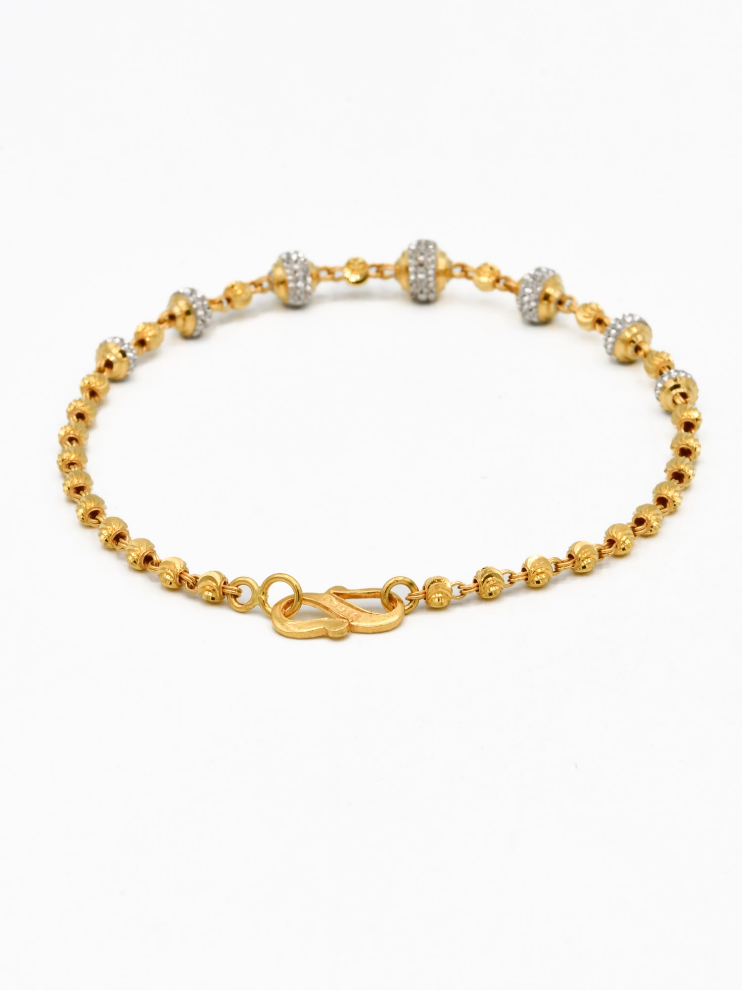 22ct Gold Two Tone Ball Ladies Bracelet