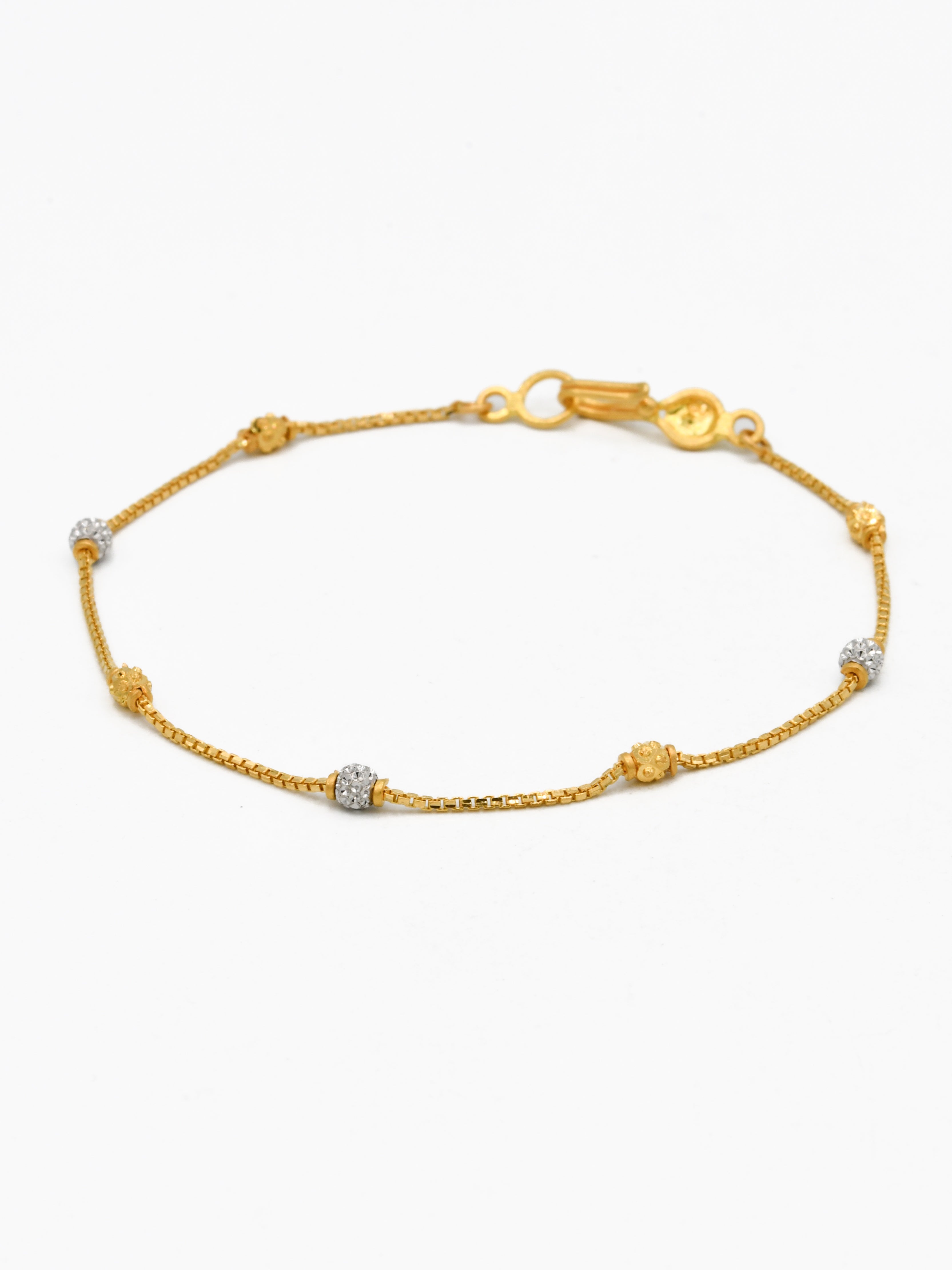 22ct Gold Two Tone Ball Ladies Bracelet