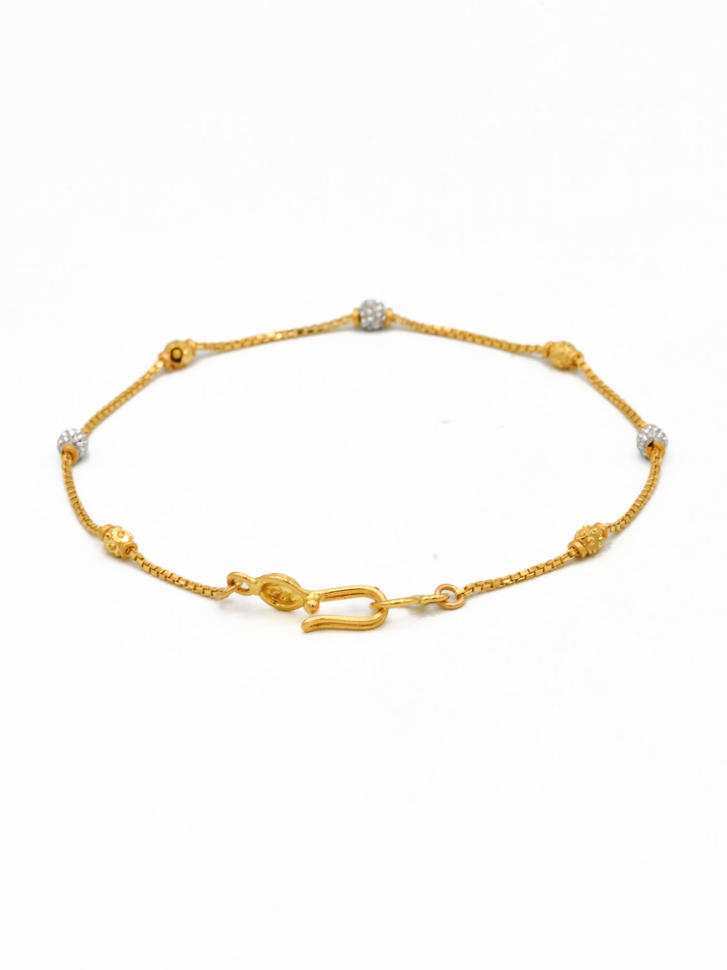 22ct Gold Two Tone Ball Ladies Bracelet