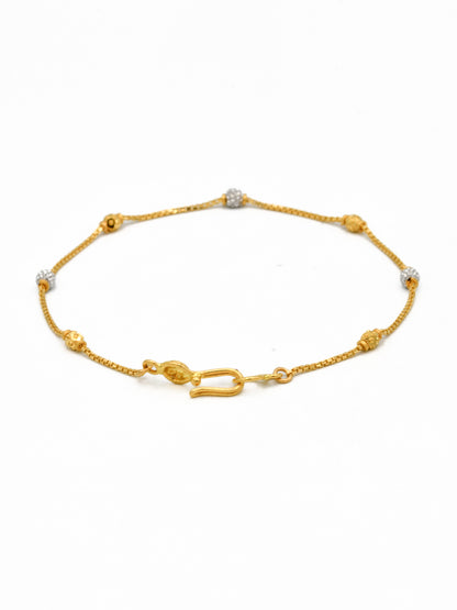 22ct Gold Two Tone Ball Ladies Bracelet