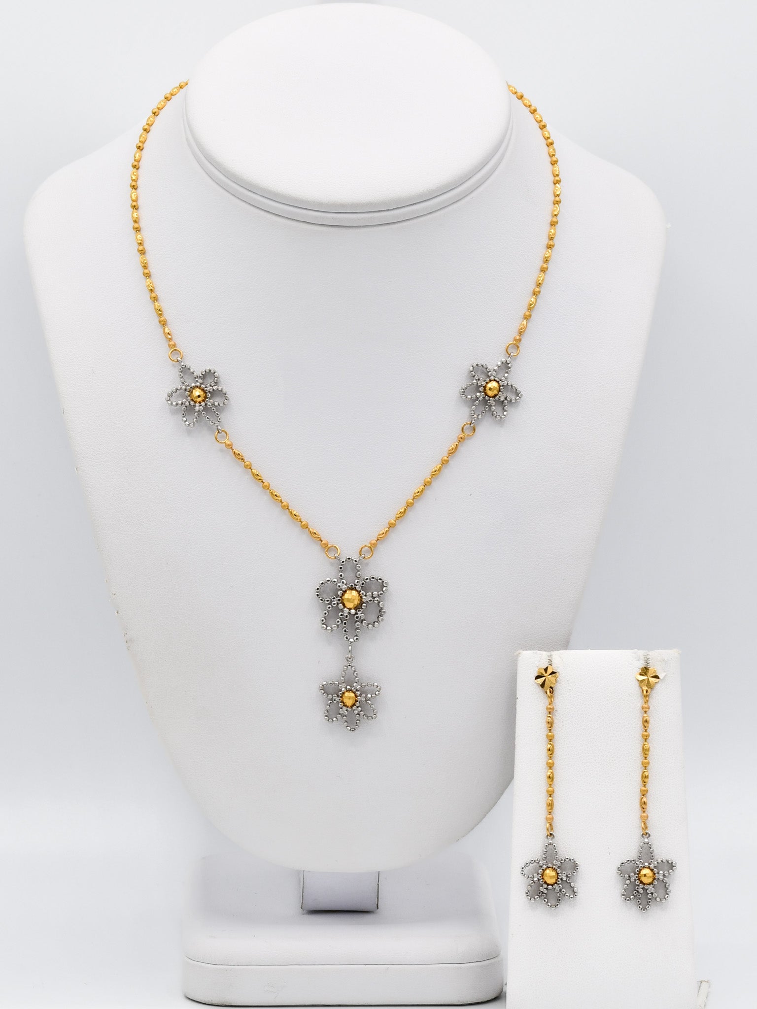 22ct Gold Two Tone Necklace Set - Roop Darshan