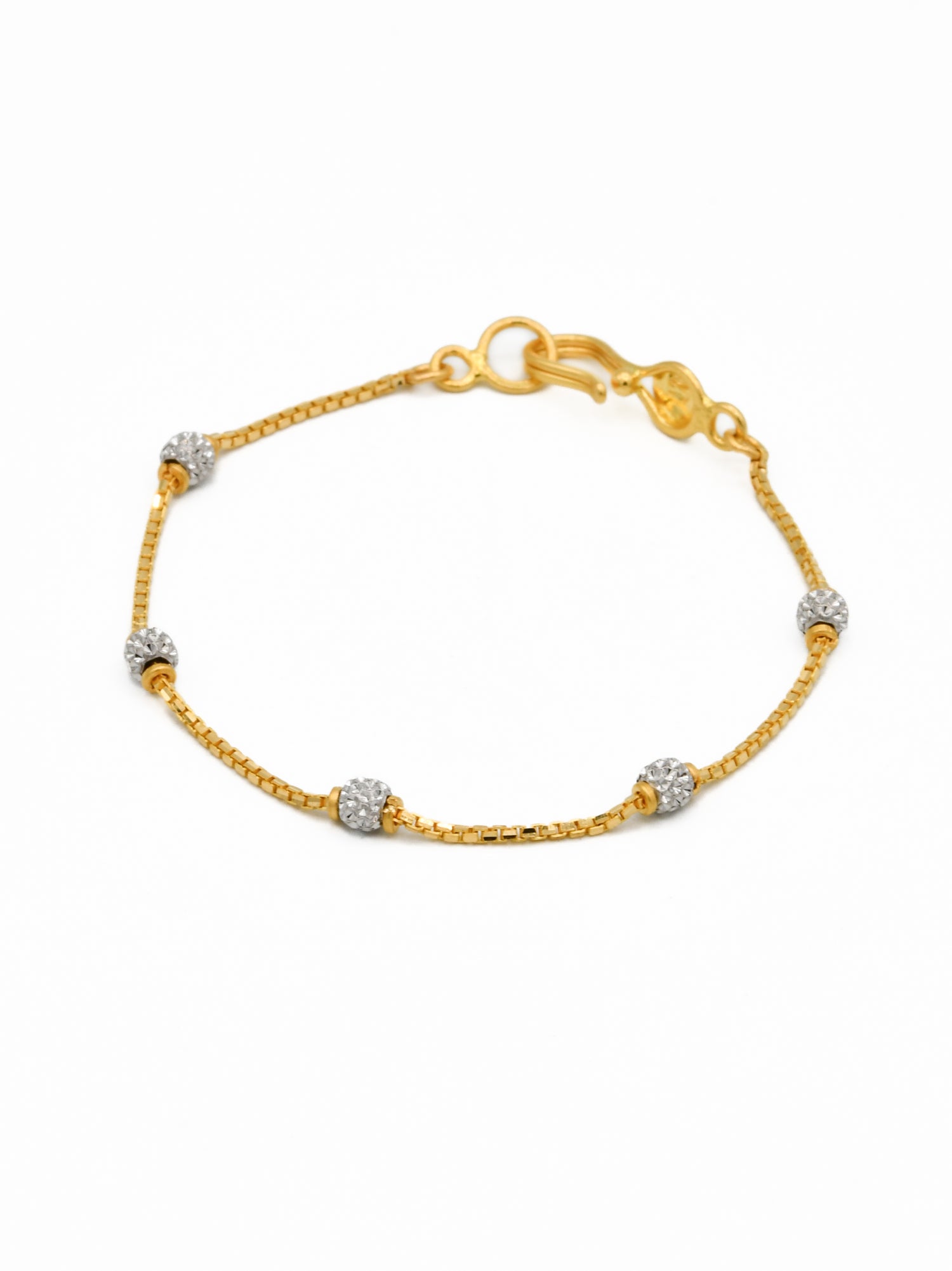 22ct Gold Two Tone Ball 1 Piece Baby Bracelet