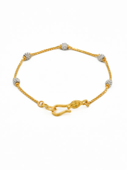 22ct Gold Two Tone Ball 1 Piece Baby Bracelet