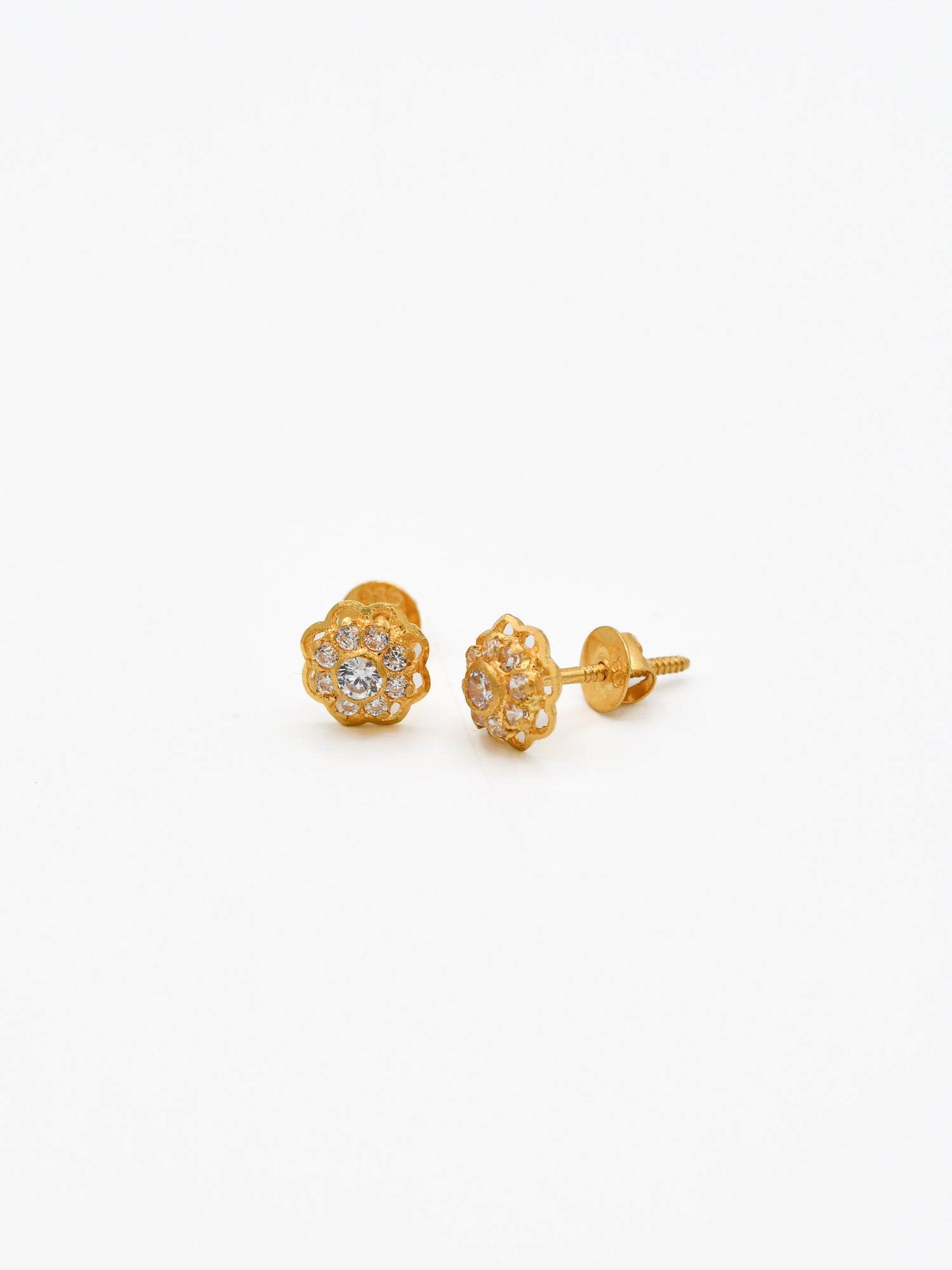 22ct Gold CZ Stud Earrings - Roop Darshan