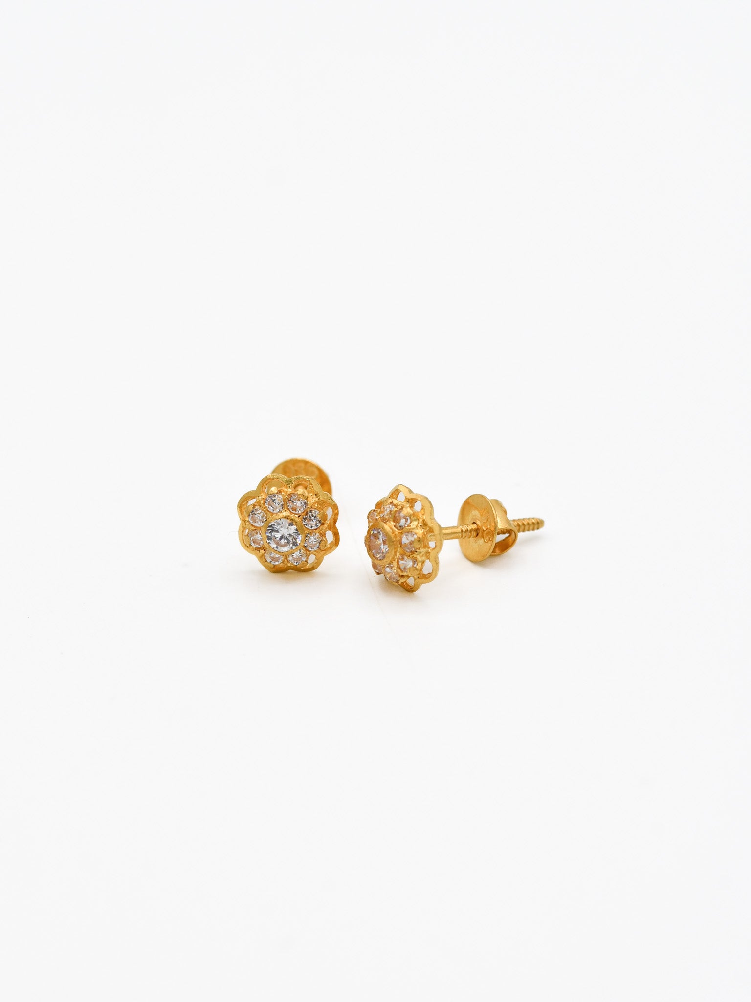 22ct Gold CZ Stud Earrings - Roop Darshan