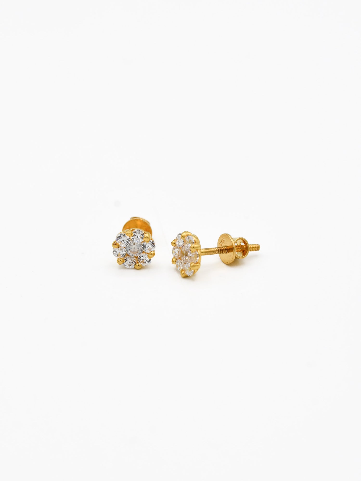 22ct Gold CZ Stud Earrings - Roop Darshan