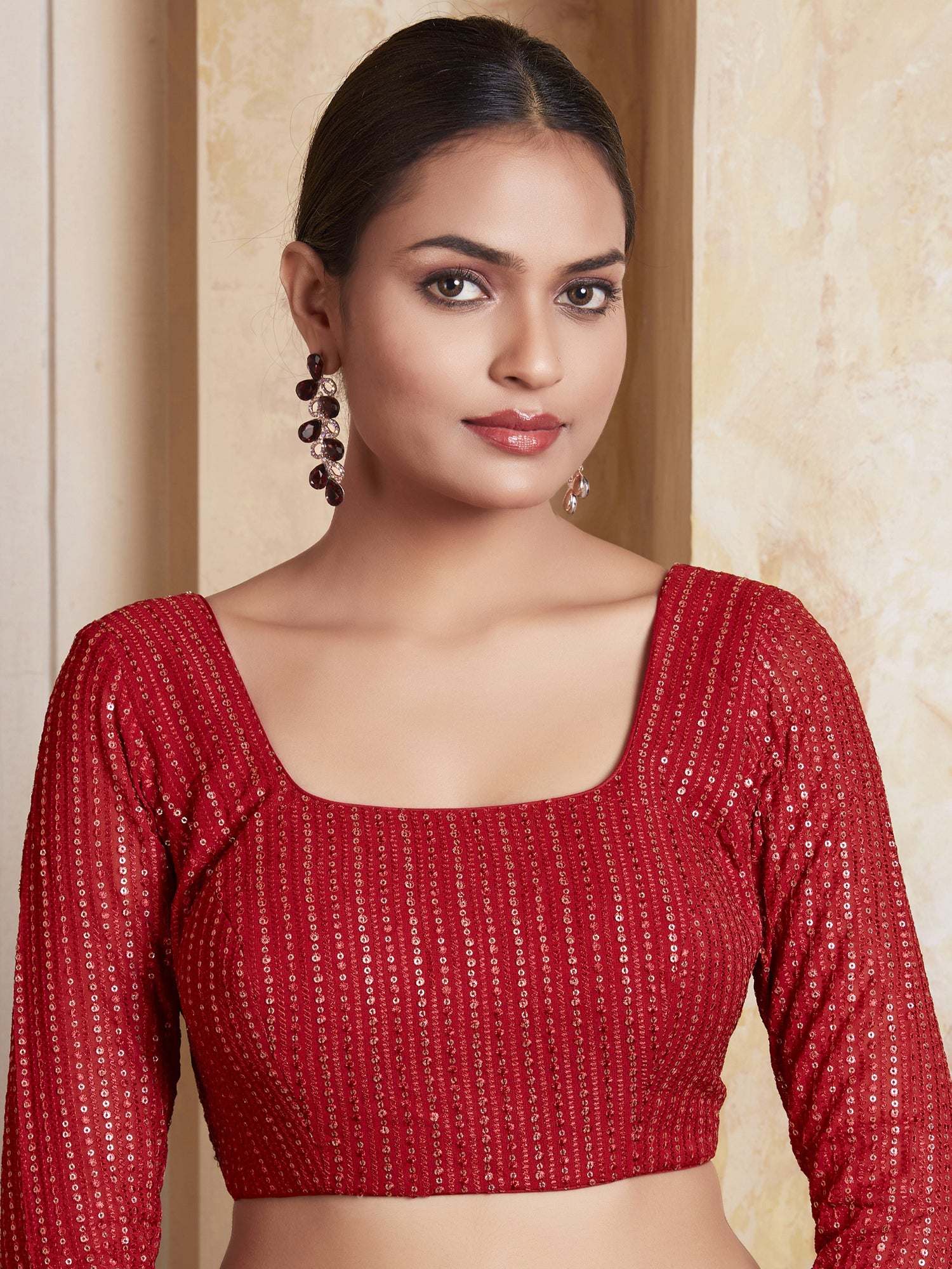 Georgette Sequence Work Saree Blouse