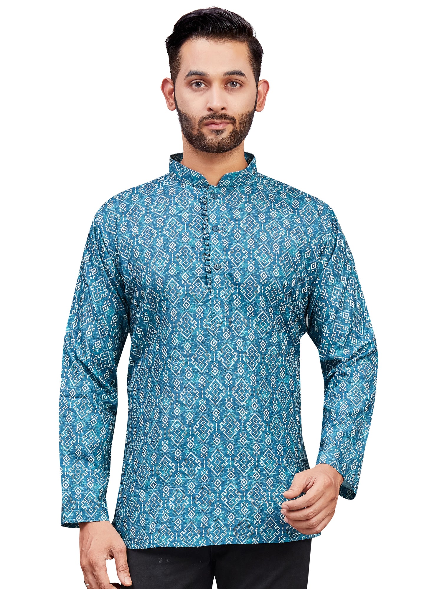 Mens Cotton Silk Printed Kurta