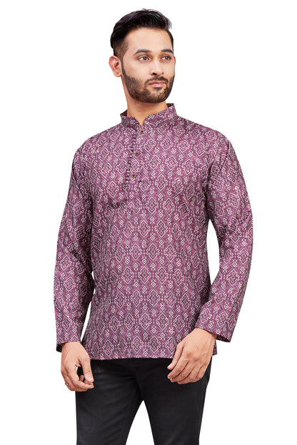 Mens Cotton Silk Printed Kurta