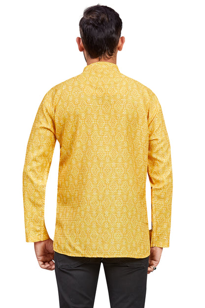 Mens Cotton Silk Printed Kurta