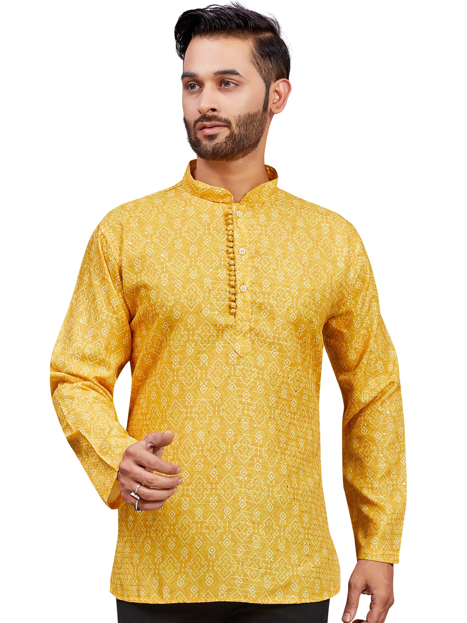 Mens Cotton Silk Printed Kurta