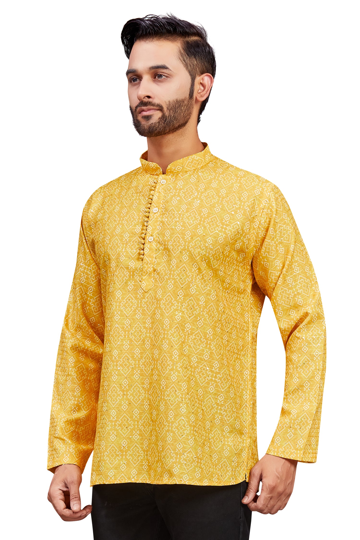 Mens Cotton Silk Printed Kurta