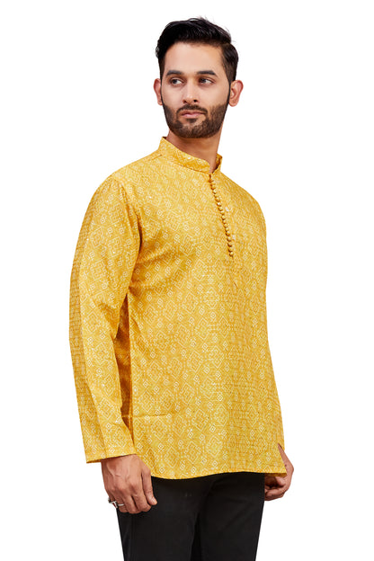 Mens Cotton Silk Printed Kurta