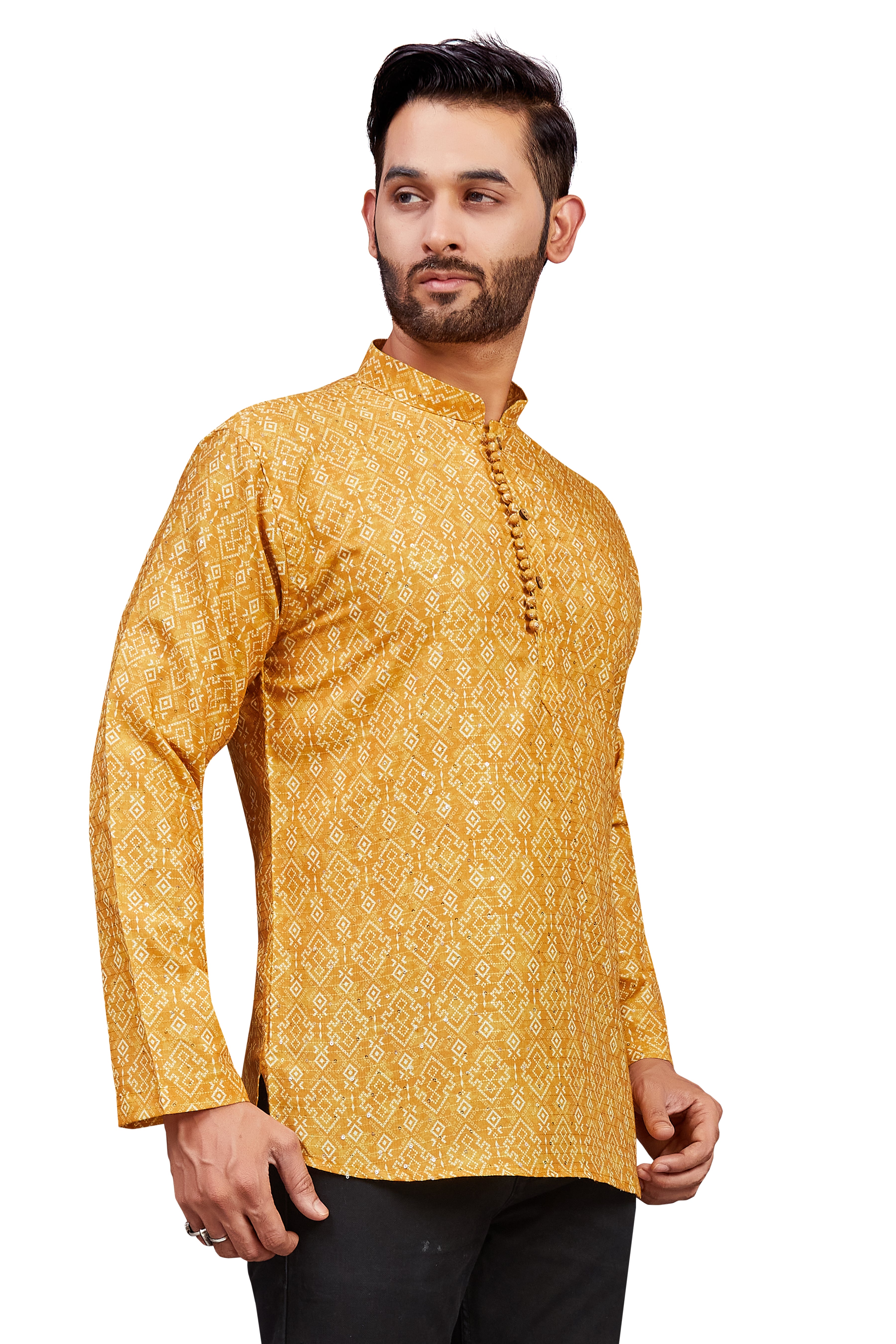 Mens Cotton Silk Printed Kurta