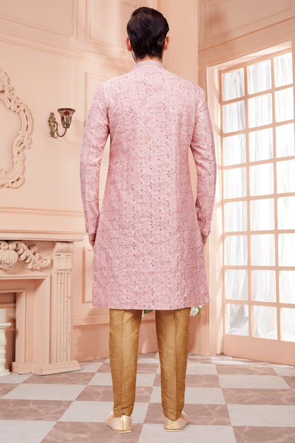 Mens Sequin Embroidered Work Kurta Set