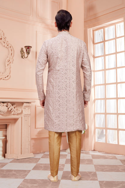 Mens Sequin Embroidered Work Kurta Set