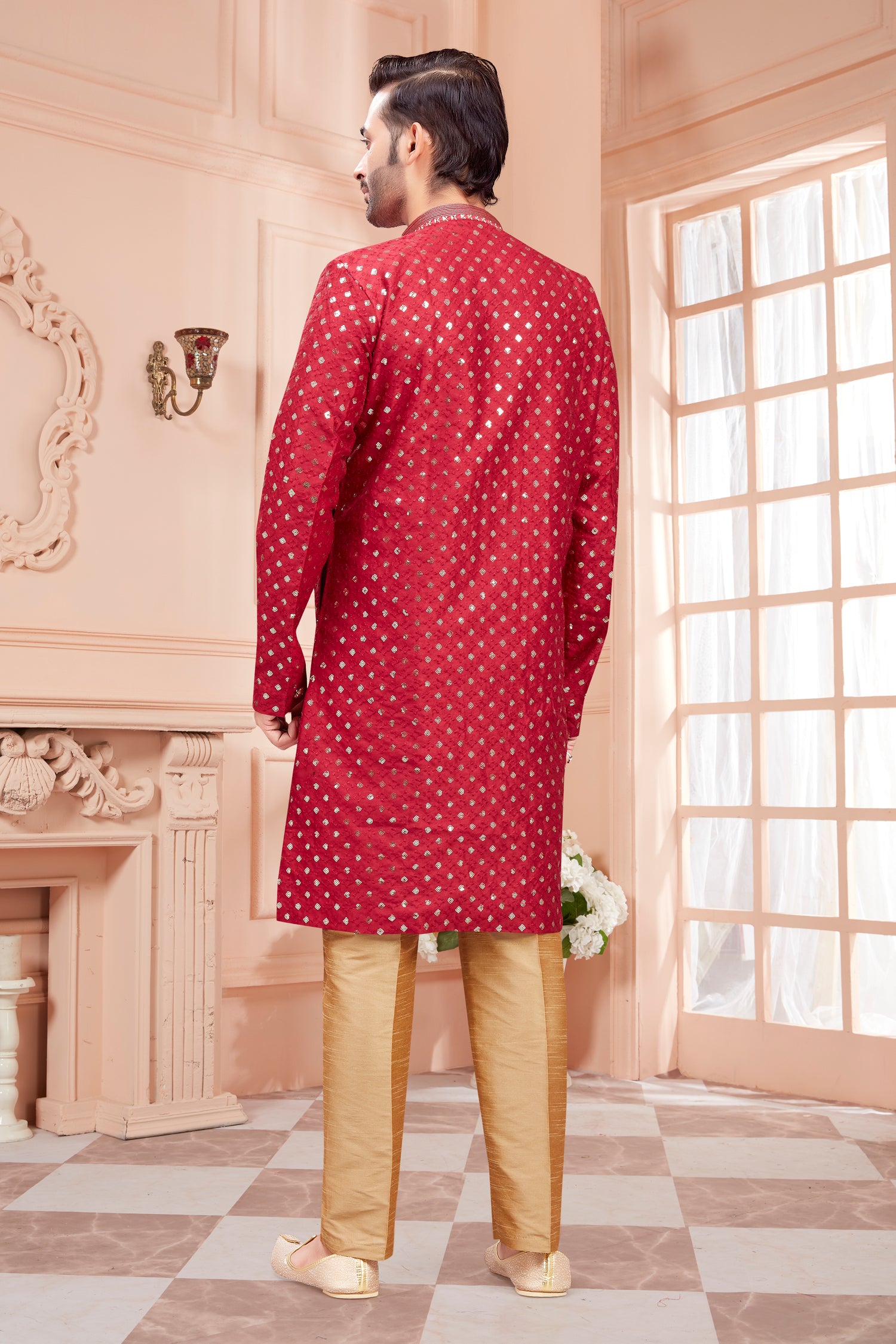 Mens Sequin Embroidered Kurta Set