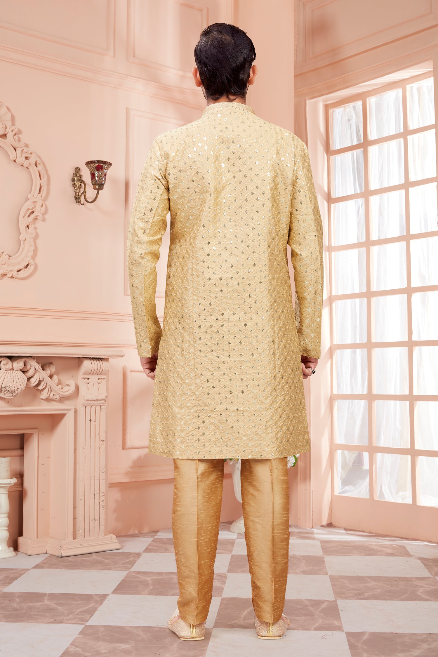 Mens Sequin Embroidered Kurta Set